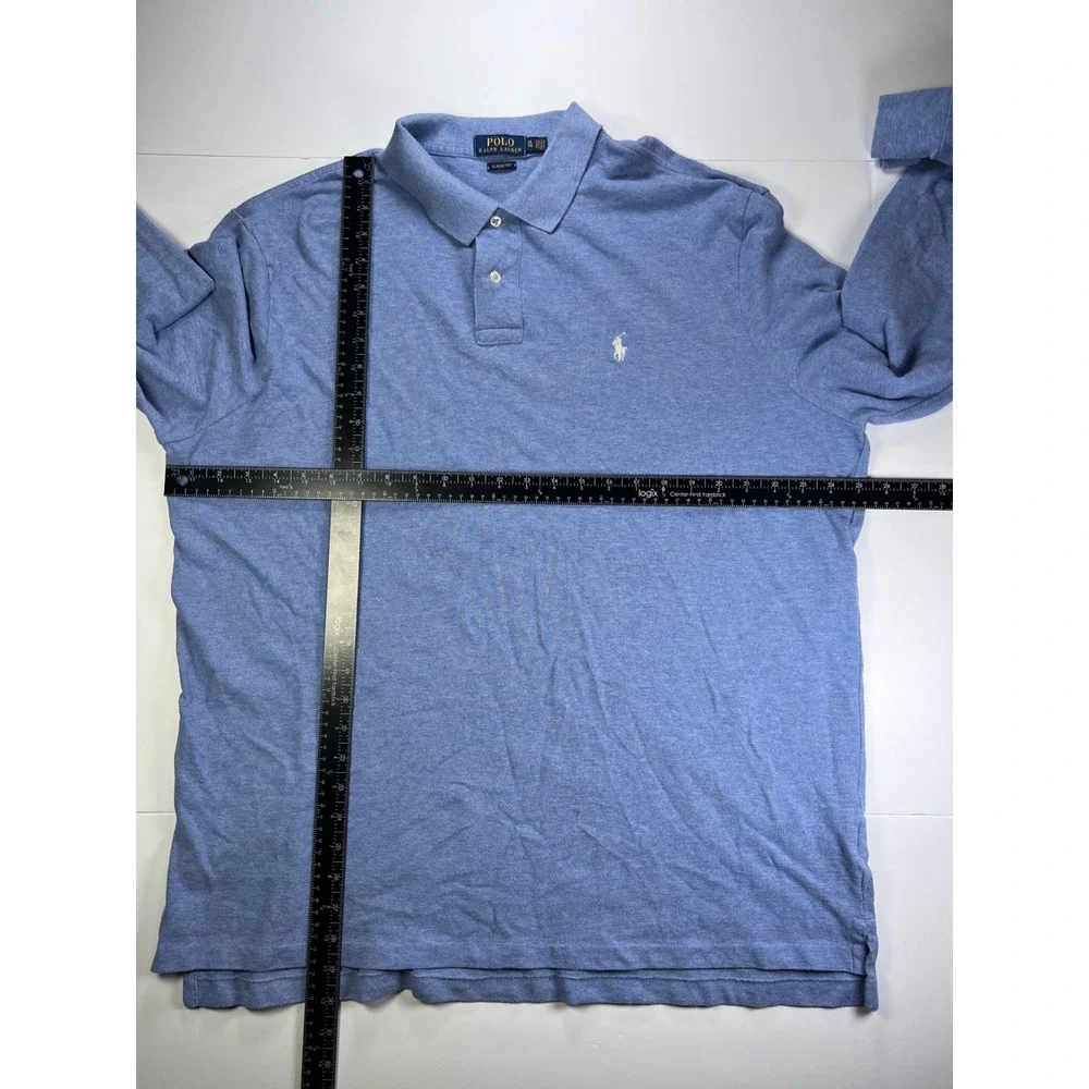 Polo Ralph Lauren Polo Shirt Mens XL Blue Long Sleeve Classic Fit Heathered
